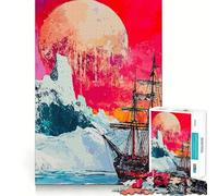Sailing Under A Crimson Moon 1000 Piece Jigsaw Puzzles for Teenagers Boost Memory Gentle Relax Premium Cut Bday Surprise (38x26cm)