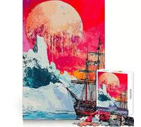 Sailing Under A Crimson Moon Jigsaw Puzzles 1000 Pieces for Teenagers Logic Game Warm Time Precise Cut Art Collection Piece (38x52cm)
