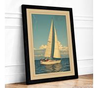 Sailing Under Clear Skies Vintage Framed Wall Art Print A4 (29.7×21cm) Black, Wall Decor for Living Room, Bedroom, Office & Home, Ready to Hang, Art Gift