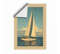 Sailing Under Clear Skies Vintage Unframed Wall Art Print A4 (29.7×21cm), Wall Decor for Living Room, Bedroom, Office & Home, Art Gift
