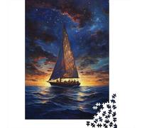 Sailing Under Stars Adult Jigsaw Puzzle, 1000 Pieces, 52x38cm/1000pcs; to Complete Gradually over A Weekend; Smooth White Cardboard Pieces