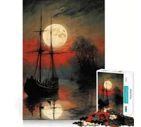 Sailing Under The Full Moon Jigsaw Puzzle for Teenagers 1000 Pieces Mind Game Toy Relaxed Mind Neat Cut (50x75cm)