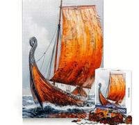 Sailing Viking Ship 1000 Piece Jigsaws for Adults Puzzle Mind Exercise Toy Family Bond Precision Cut Creative Gift (50x75cm)