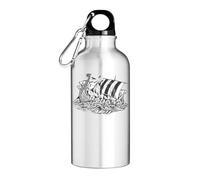 Sailing Viking Ship Minimalistic Sketch Tourist Water Bottle Silver
