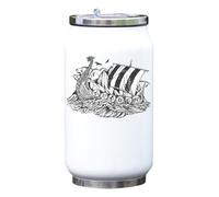 Sailing Viking Ship Minimalistic Sketch Vacuum Insulated Thermal Beverage Can Bottle White