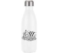 Sailing Viking Ship Minimalistic Sketch Vacuum Insulated Thermal Water Bottle White