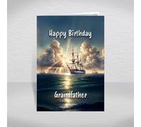 Sailing Warship Birthday Card for Grandfather - Historic Wooden Naval Ship Keepsake for Maritime, Nautical History Enthusiasts: Grandfather Birthday Card (Size A5)