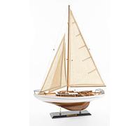 SAILINGSTORY Wooden Sailboat Decor Yacht Model Ship with Antique Finish Ivory