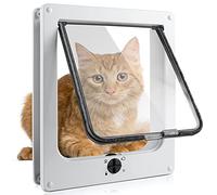Sailnovo Cat Flap 4-Way Magnetic Lock Dog Flap Large 19.5 x 22 x 6 cm Easy Install with Telescopic Frame with Heavy Duty Quiet Magnetic Frame, M White