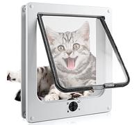 Sailnovo Cat Flap 4-Way Magnetic Lock Dog Flap Large 27.5 x 24 x 6 cm Easy Install with Telescopic Frame with Heavy Duty Quiet Magnetic Frame L White