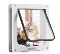 Sailnovo Cat Flap Dog Flap Size S 4 Way Magnetic Closure for Cats and Small Dogs - Dog Door Cat Door Pet Flap White