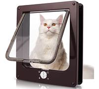 Sailnovo Classic Cat Flap, 4 Manual Locking Options, Braun, 24x25x6 cm, Cat Door, Pet Flap
