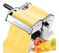 Sailnovo Stainless Steel Pasta Machine - 3-in-1 Pasta Maker Machine with 9 Thickness Settings and 2 Cutting Widths, Pasta Roller & Cutters for Fresh Spaghetti, Fettuccine, Lasagna & Dumplings, Silver