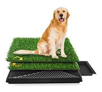 Sailnovo Toilet for Small and Large Dogs, 63 x 50 cm, with 2 Durable Artificial Grass, Easy to Clean, Pet Training Mat, Suitable for Balcony/Garden/Toilet etc