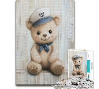 Sailor Bear Nursery Nautical Adult Puzzle, Wooden Jigsaw, 300 Pieces | Jigsaw Puzzle - gift for adults who enjoy detailed hobbies with tabletop activity for adults.
