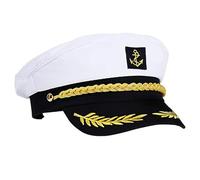 Sailor Captains Hat | Sailors Hat for Adults,Adjustable Marine Accessories, event Cap, Adult Marine Hat, General Ideal Sailor Costume | Outfit Men for Sea Yacht Parties and Cosplay (White)