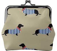 Sailor Dachshund Women's Leather Coin Purse, Small Change Pouch with Kiss-Lock Clasp Closure Buckle Wallet for Girl Gift
