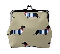 Sailor Dachshund Women's Leather Coin Purse, Small Change Pouch with Kiss-Lock Clasp Closure Buckle Wallet for Girl Gift