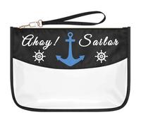 Sailor Gift for Girls Women Clear Cosmetic Bag Surfer Girl Gifts Funny Beach Lover Gift Sea Themed Makeup Bag Summer Vacation Gift Zipper Travel Toiletry Pouch Sister Bestie Friends Cruise Party Gift