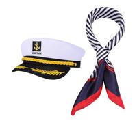 Sailor Hat and Scarf Set Nautical Costume Accessories for Captain Party Drama Performance Men Women