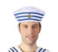 Sailor Hat - Navy Hat Blue With White Sail Hats | Costume Accessory For Men Women | Fancy Dress Party Hats For Kids Adults | Classic Blue White Nautical Style