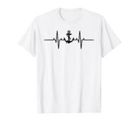 Sailor Heartbeat Anchor Nautical Value Graphic T-Shirt, Men, White, L