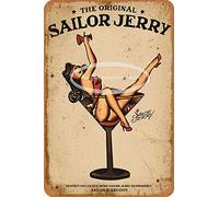 Sailor Jerry Spiced Rum poster Tin Wall Sign Plaque Creative Poster Mural Decorative Painting Vintage Metal Painting Retro Door Sign 8X12inch