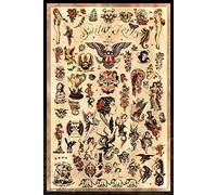 Sailor Jerry Tattoo Flash (Style C) Poster 24x36" (60.96 x 91.44 cm)