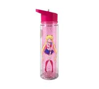 Sailor Moon Crystal Water Bottle, Double Walled Plastic Bottle w/Glitter Wall, BPA Free, Set of 1, 18oz