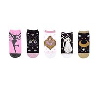Sailor Moon Glitter Lowcut Socks (5 Pair) - Women's Sparkle Cosplay Gift No Show Socks - Fits Shoe Size: 4-10 (Ladies)
