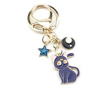 Sailor Moon Keychain Cartoon Cute Magic Cat Key Chain Pentagram Bag Mobile Car Key Chain for Women Men Teen Girls Cat Lovers