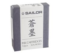 Sailor Sou-Boku Ink Cartridges, 12-Pack, Dark Blue/Black