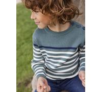 Sailor-Style Striped Jumper for Boys green medium solid with desig