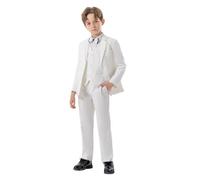 Sailor Suit Children's Boys Business Suits Coat 4-Piece Outfit Tuxedo Set for Children Formal Suit for Boys with Vest Trousers White T-Shirt Child, White, 10-11 Years