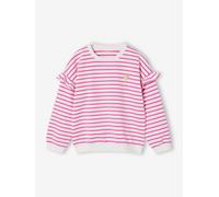 Sailor-type Sweatshirt with Ruffles on the Sleeves, for Girls peony pink
