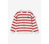 Sailor-type Sweatshirt with Ruffles on the Sleeves, for Girls red