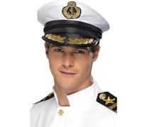 Sailor White Captain Hat Navy Officer Cap Adult Party Fancy Dress