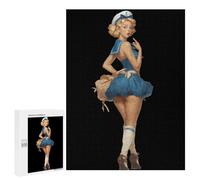 Sailor1 Pinup Funny Wooden Jigsaw Puzzle with Storage Box Adult Puzzles Letter on Back Gift for Family Game
