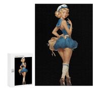 Sailor1 Pinup Funny Wooden Jigsaw Puzzle with Storage Box Adult Puzzles Letter on Back Gift for Family Game