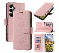 SailorTech Case for Samsung Galaxy S25 Genuine Leather Case with Card Holder, Flip Folio Wallet Case with Card Slots, Kickstand Phone Case for Samsung S25 Purse Case - Pink