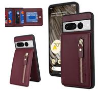 SailorTech for Google Pixel 7 Pro Case with Card Holder for Women, for Pixel 7 Pro Phone Case Wallet with Strap Credit Card Slots Kickstand Zipper Shockproof Case for Pixel 7 Pro - Burgundy
