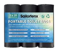 Sailortenx 60 Portable Toilet Bags 100% Compostable 8 Gallon Camping Toilet Bags Use with 5 Gallon Bucket Toilet Waste Bags, Disposable Biodegradable Camping Poop Bags for Outdoor Camping Potty Bags