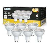 sailsco GU10 LED Bulbs Warm White 2700K 4.9W 500lm,Energy Saving GU10 LED Spotlight Bulbs,70W Incandescent Spot Light Bulbs Equivalent,No Flickering,Non-Dimmable,6 Pack