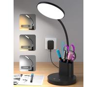 Sailstar Small Desk Lamp, LED Desk Lamps for Home Office, 3 Lighting Modes, 800LM Eye-Caring Desk Light with Pen Holder, Touch Control, Dimmable, 360° Gooseneck Desk Lamp for College Dorm Room, Black