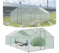 SAILUN Chicken Run Coop Outdoor with Lock 3 x 6 x 2 m Chicken Cage & House Heavy Duty Galvanised Steel Frame Coated PE Shade Roof Suitable for Hens Ducks Dogs Rabbit Chickens Small Animals