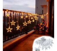 SAILUN Christmas Star Fairy Lights, 3M 138 LED Curtain String Lights with 8 Flashing Modes, IP44 Decorative Lightning for Wedding, Party, Christmas