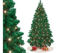 SAILUN Christmas Tree, Artificial PVC Pine Tree with LED Warm White Lights, Green PVC Fir Tree, Dense Bushy Branches, Green Xmas Trees With Metal Stand, Christmas Tree for Home Party, 150 cm