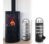 SAILUN Fireplace Tools Set, 5 Piece Heavy Duty Stainless Steel Fire Companion Kit, Including Broom, Shovel, Poker, Tongs and Stand with Privacy Screen, for Fireplace, Chiminea, Silver