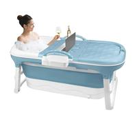 SAILUN Folding Bathtub Portable Bathtub Adult,Foldable Massage Sweat Steam Bath Tub with Lid,Soap Holder,Massage Rollers for Adults Children PET, L 118 x 62 x 53 cm