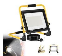 SAILUN LED Work Light 100W, 8000LM Job Site Light, Plug in Folding FloodLight IP66 Mains Powered Flood Lights, Portable Work Lights Super Bright for Workshop Garage Construction, Cold White